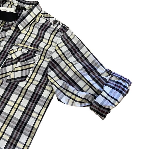 Smoke Rise Men Plaid Button Up Roll Up Long Sleeves Shirt Size 3XL 100% Cotton - Picture 9 of 16